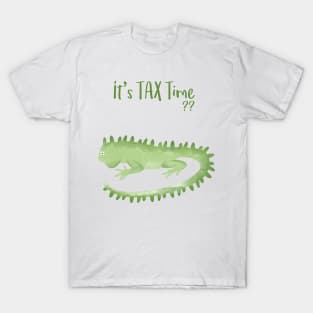 Green Lizard is wondering: Is it TAX time? T-Shirt